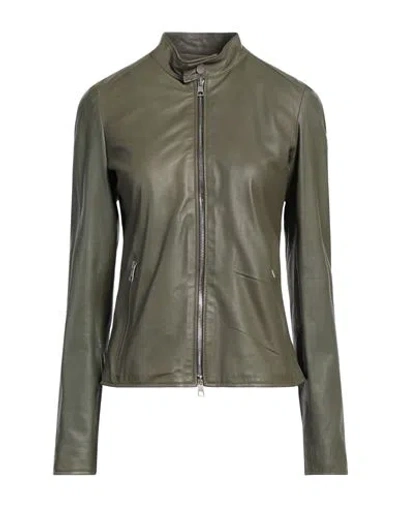 STREET LEATHERS STREET LEATHERS WOMAN JACKET DARK GREEN SIZE M LEATHER