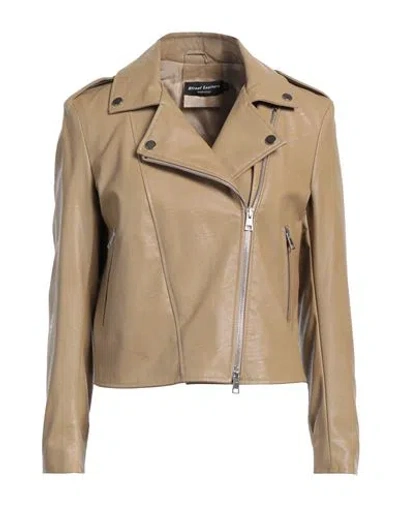STREET LEATHERS STREET LEATHERS WOMAN JACKET KHAKI SIZE XS POLYURETHANE, VISCOSE