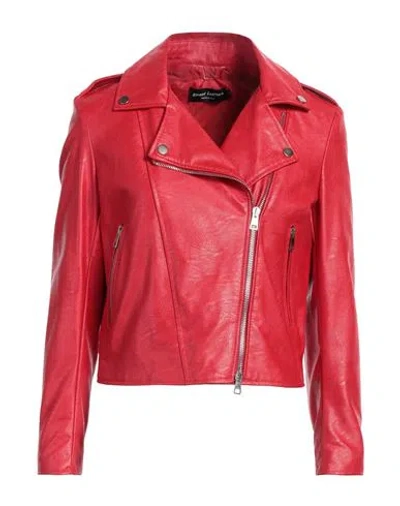 STREET LEATHERS STREET LEATHERS WOMAN JACKET RED SIZE XL POLYURETHANE, VISCOSE