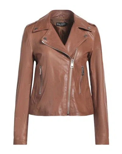STREET LEATHERS STREET LEATHERS WOMAN JACKET TAN SIZE XL POLYURETHANE, VISCOSE