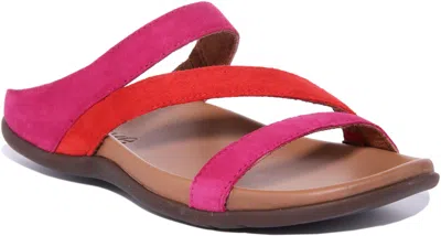 STRIVE STRIVE TRIO DAMEN SLIPPER LEDER RIEMCHEN SANDALEN IN MAGENTA UK GRÖSSE 3 - 8