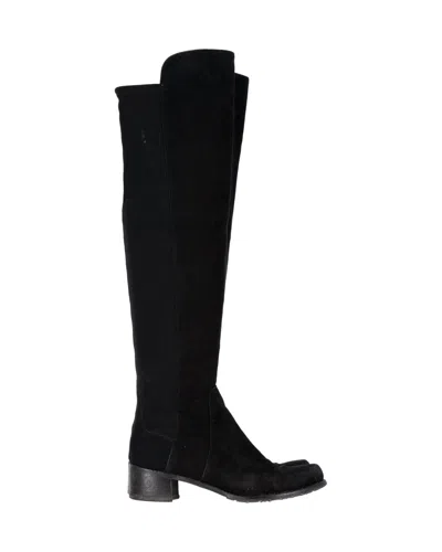 STUART WEITZMAN 5050 KNEE BOOTS IN BLACK SUEDE