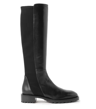 STUART WEITZMAN STUART WEITZMAN, 5050 KNEE-HI LUG BOOT, LAST CHANCE, BLACK, NAPPA/STRETCH GABARDINE