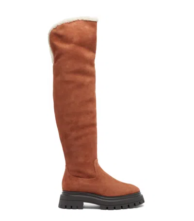 STUART WEITZMAN STUART WEITZMAN, BEDFORD OVER-THE-KNEE BOOT, LAST CHANCE, CAPPUCINO, SUEDE