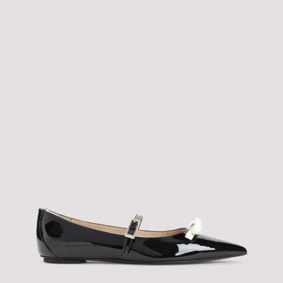 STUART WEITZMAN BLACK LEATHER BALLET FLATS