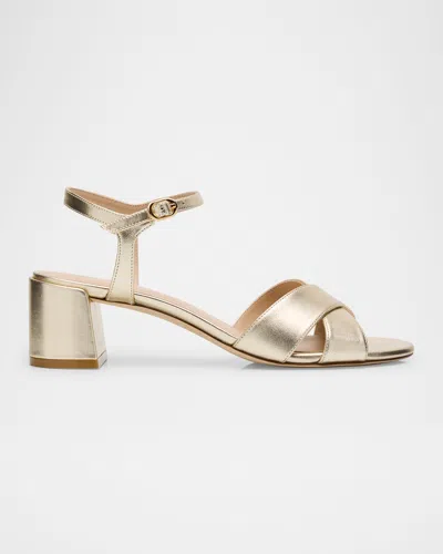 STUART WEITZMAN DAYNA METALLIC LEATHER CRISSCROSS SANDALS