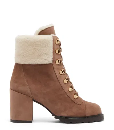 STUART WEITZMAN STUART WEITZMAN, KOLBIE II BLOCK CHILL BOOTIE, LAST CHANCE, TAUPE, VELOURSLEDER