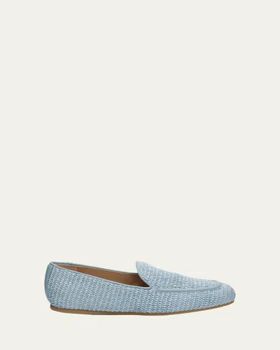 STUART WEITZMAN LEE WOVEN RAFFIA SLIP-ON LOAFERS