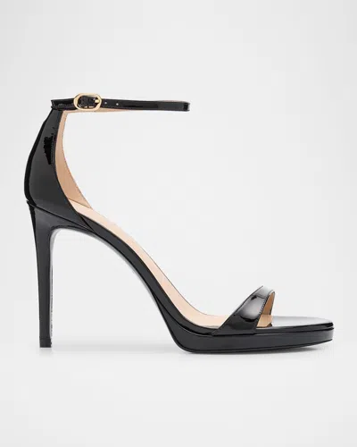 STUART WEITZMAN NUDIST PATENT LEATHER STILETTO PLATFORM SANDALS