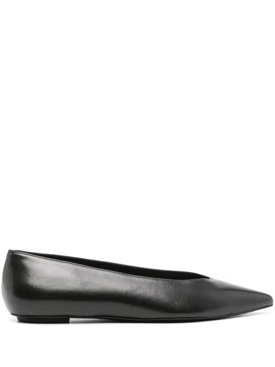 STUART WEITZMAN POINTED-TOE LEATHER BALLERINAS