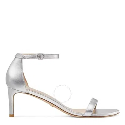 STUART WEITZMAN OPEN BOX - STUART WEITZMAN SILVER NUNAKEDSTRAIGHT 60 SANDALS