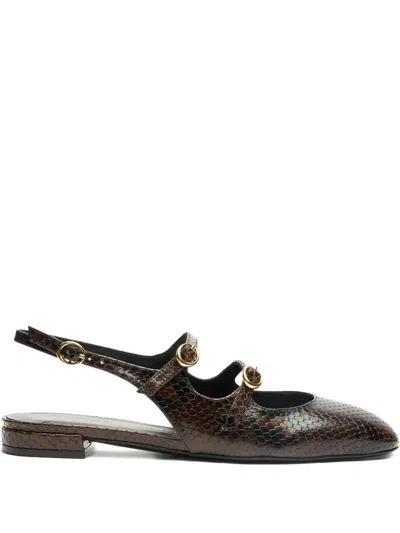 STUART WEITZMAN SNAKESKIN SLINGBACK FLAT PUMPS