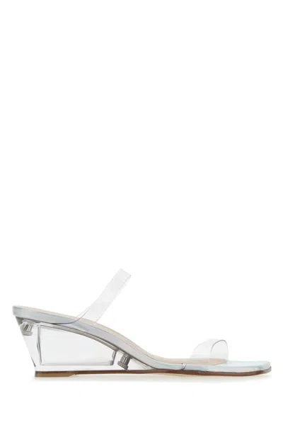 STUART WEITZMAN TRANSPARENT PVC LUCITE ALEENA MULES