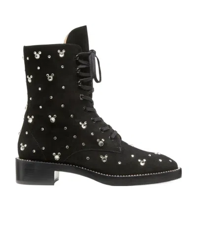 STUART WEITZMAN STUART WEITZMAN X DISNEY EMBELLISHED LACE-UP ANKLE BOOTS