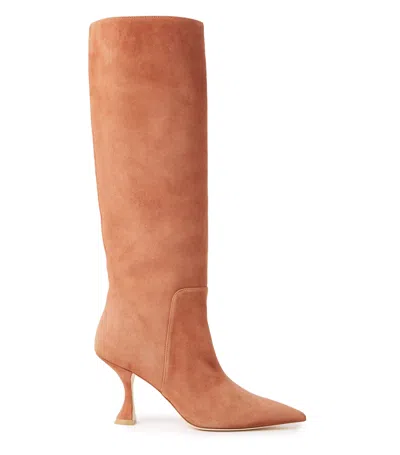 STUART WEITZMAN STUART WEITZMAN, XCURVE 85 SLOUCH BOOT, LAST CHANCE, CAPPUCINO, VELOURSLEDER