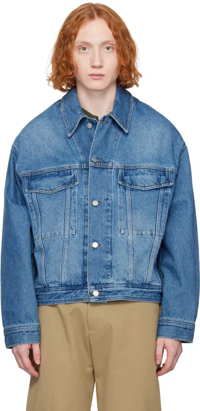STUDIO NICHOLSON BLUE STEIN DENIM JACKET