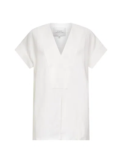 STUDIO NICHOLSON WHITE LINEN BLEND CIRCE TOP
