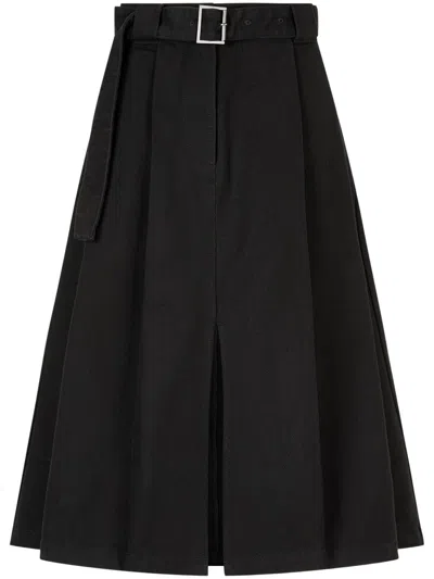 STUDIO TOMBOY BELTED TWO-TUCK MIDI SKIRT