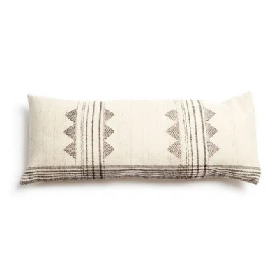 STUDIO VARIOUSLY STUDIO VARIOUSLY KORA WHITE AND BLACK HANDLOOM LUMBAR PILLOW