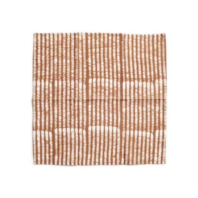 STUDIO VARIOUSLY STUDIO VARIOUSLY OAK BROWN STRIPES WAX BLOCK PRINT COTTON TABLE NAPKIN