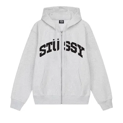 STUSSY STUSSY BLOCK SPORT ZIP HOODIE 'ASH HEATHER'