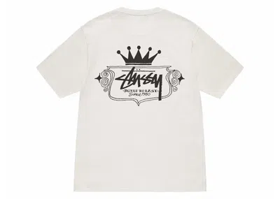 STUSSY BUILT TO LAST PIGMENT DYED TEE SHIRT IN NATURAL