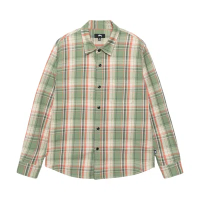 STUSSY STUSSY DAN WASHED COTTON PLAID SHIRT 'GREEN' | MEN'S SIZE XL