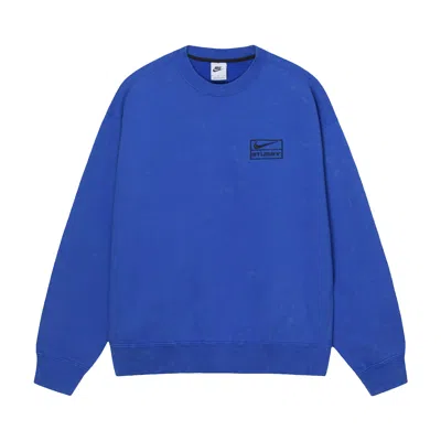 STUSSY STUSSY X NIKE ACID WASH FLEECE CREW 'BLUE'