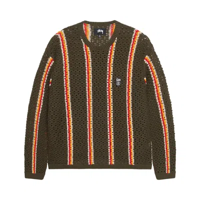 STUSSY STUSSY X PATTA STRIPED LOOSE GAUGE SWEATER 'OLIVE'