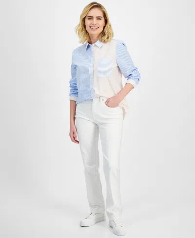 STYLE & CO PETITE HIGH-RISE NATURAL STRAIGHT-LEG JEANS, PETITE & PETITE SHORT, CREATED FOR MACY'S