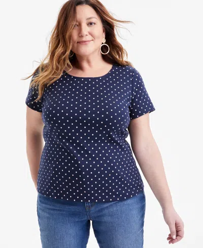 STYLE & CO PLUS SIZE PRINTED SCOOP-NECK T-SHIRT, EXCLUSIVELY AT MACY'S