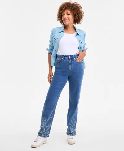 STYLE & CO WOMEN'S PRINTED HIGH-RISE STRAIGHT-FIT JEANS, EXCLUSIVELY AT MACY'S