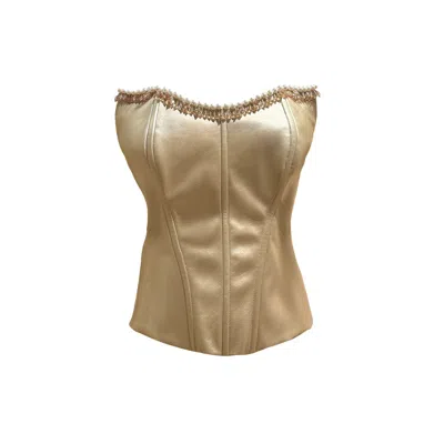 STYLE JUNKIIE WOMEN'S GOLD EMBELLISHED CUT OUT CORSET