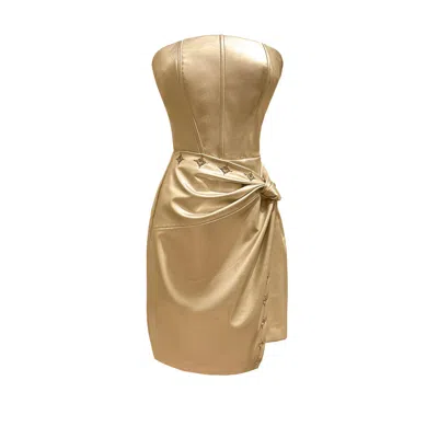 STYLE JUNKIIE WOMEN'S GOLD LUXE LEATHER CORSET DRESS