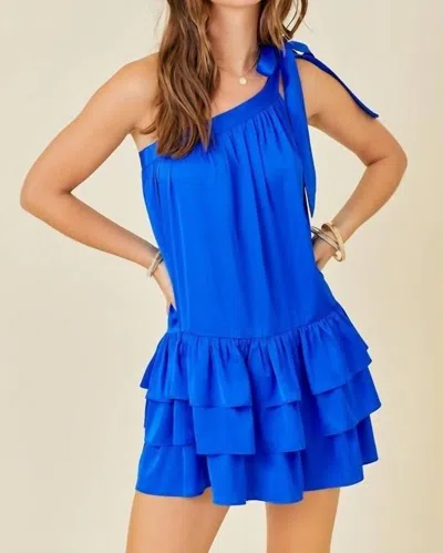 STYLE U SATIN MINI DRESS IN BLUE