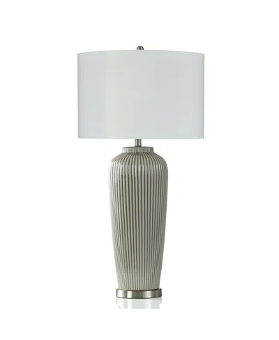 STYLECRAFT HOME COLLECTION 36" PRISTINE ANTIQUE-LIKE CRACKLE RIBBED CERAMIC TABLE LAMP