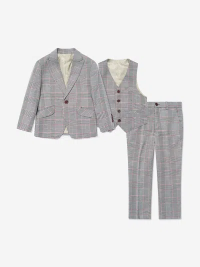 SUITLAB SUITLAB LONDON BOYS CHECKED 3 PIECE SUIT SET