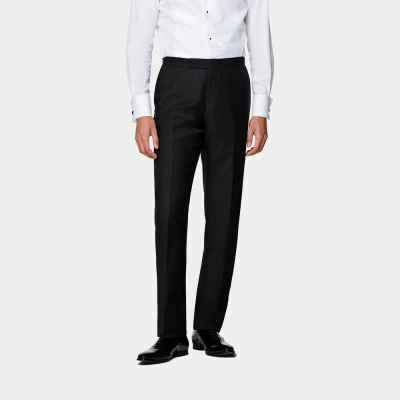 SUITSUPPLY BLACK SLIM LEG STRAIGHT TUXEDO TROUSERS