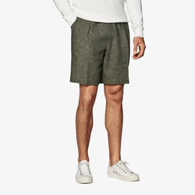 SUITSUPPLY DARK GREEN STRAIGHT LEG SHORTS