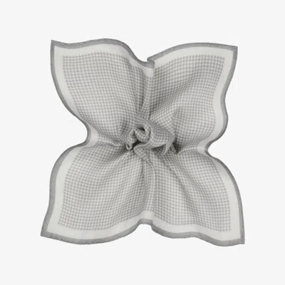 SUITSUPPLY GREY HOUNDSTOOTH POCKET SQUARE