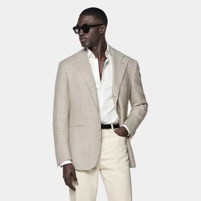 SUITSUPPLY SAND CHECKED RELAXED FIT ROMA BLAZER
