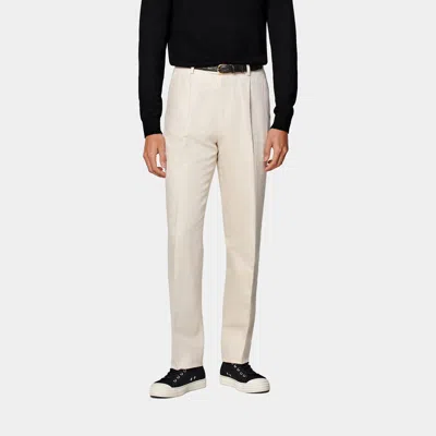 SUITSUPPLY SAND WIDE LEG TAPERED TROUSERS