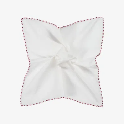 SUITSUPPLY WHITE STITCH EDGE POCKET SQUARE