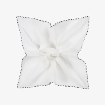 SUITSUPPLY WHITE STITCH EDGE POCKET SQUARE