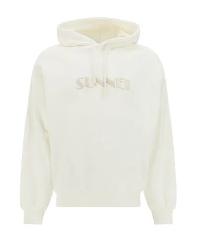 SUNNEI SUNNEI LOGO EMBROIDERED DRAWSTRING HOODIE