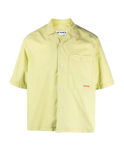 SUNNEI LOGO-PRINT CRINKLED SHIRT