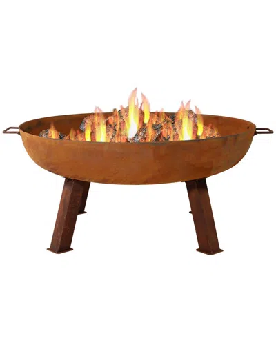 SUNNYDAZE SUNNYDAZE 34IN FIRE PIT CAST IRON WITH RUSTIC FINISH WOOD-BURNING FIRE BOWL