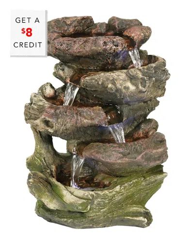 SUNNYDAZE SUNNYDAZE 5 STEP ROCK FALLS TABLETOP FOUNTAIN WITH LED LIGHTS 14 INCH TALL BY SUNNYDAZE DE WITH $8 C
