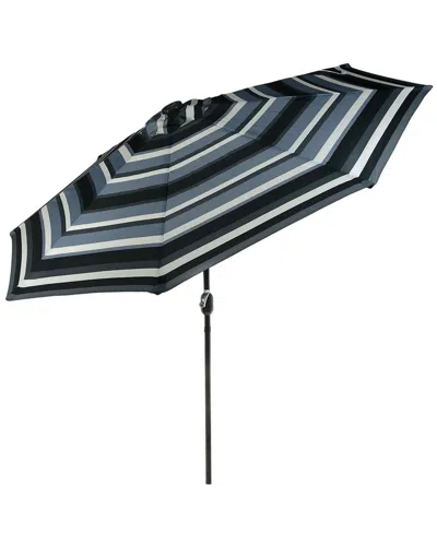 SUNNYDAZE SUNNYDAZE 9' ALUMINUM OUTDOOR SOLAR LED LIGHTED UMBRELLA W/TILT