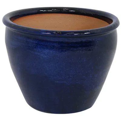 SUNNYDAZE CHALET OUTDOOR/INDOOR HIGH-FIRED GLAZED UV- AND FROST-RESISTANT CERAMIC PLANTER WITH DRAINAGE HOLES 